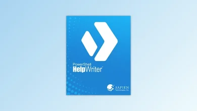 A Blue Software Box Cover For Powershell Helpwriter By Sapien Technologies, Inc. Features A White Angular Logo And The Software Name In White Text. A Wave Of Small Dots Decorates The Lower Left Corner, Reflecting The Software'S Precision And Functionality Without Any Need For A Keygen.