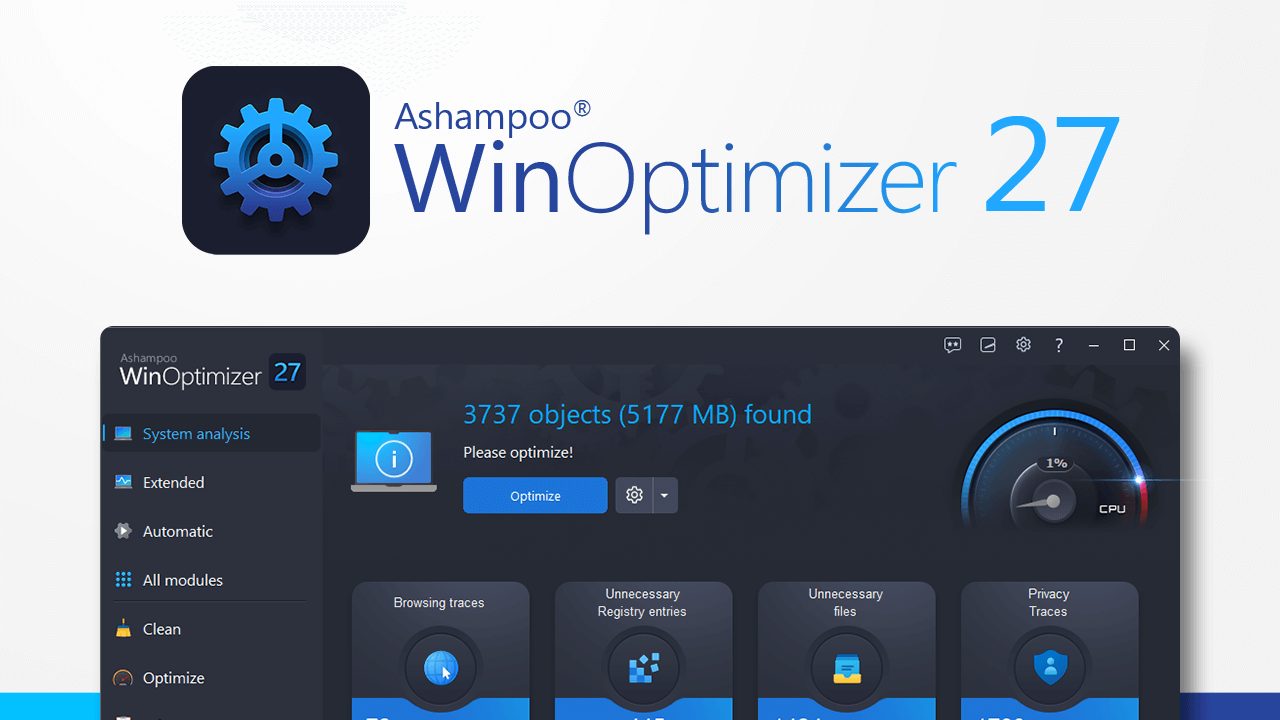 Ashampoo Winoptimizer 27 Logo With The Number 27 Displayed Prominently.