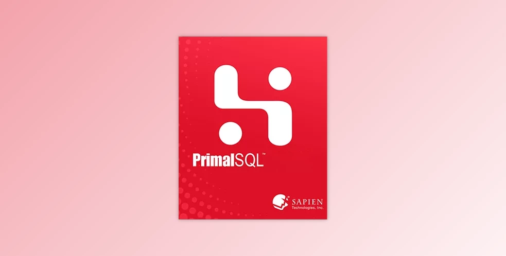 Primalsql 2024 V4.5.87 Incl Keygen - Khanpc The Image Displays A Red Square Logo With White Abstract Shapes And The Text &Quot;Primalsql 2024&Quot; In White. Below This, On The Bottom Right, Is A Small Logo Of A Globe With A Swoosh And The Text &Quot;Sapien Technologies, Inc.