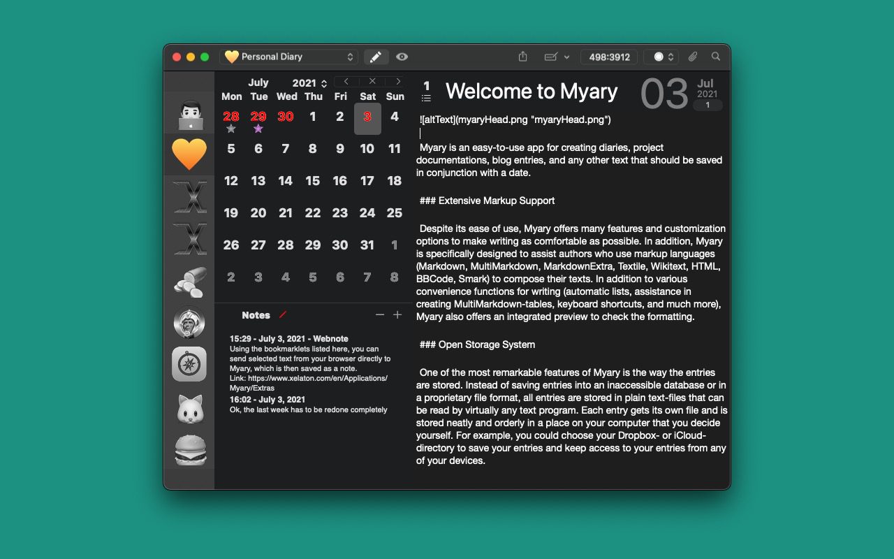 Myary For Mac v2.5.0 Easy-to-Use App For Creating Diaries, Project Documentation Myary free Download